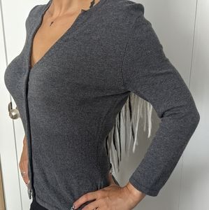Kersh | Fitted v-neck sweater blazer gray